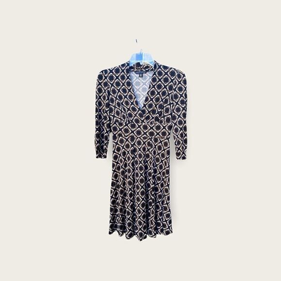 Banana Republic V Neck Dress Geometric Print Sz XS - Picture 6 of 7